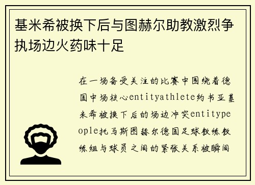 基米希被换下后与图赫尔助教激烈争执场边火药味十足